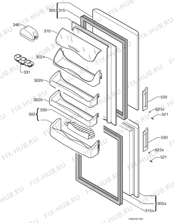 Взрыв-схема холодильника Electrolux ZK21/6 - Схема узла Door 003